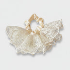 Lace Butterfly Hair Scrunchie with Champagne Ribbon