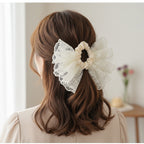 Lace Butterfly Hair Scrunchie with Champagne Ribbon