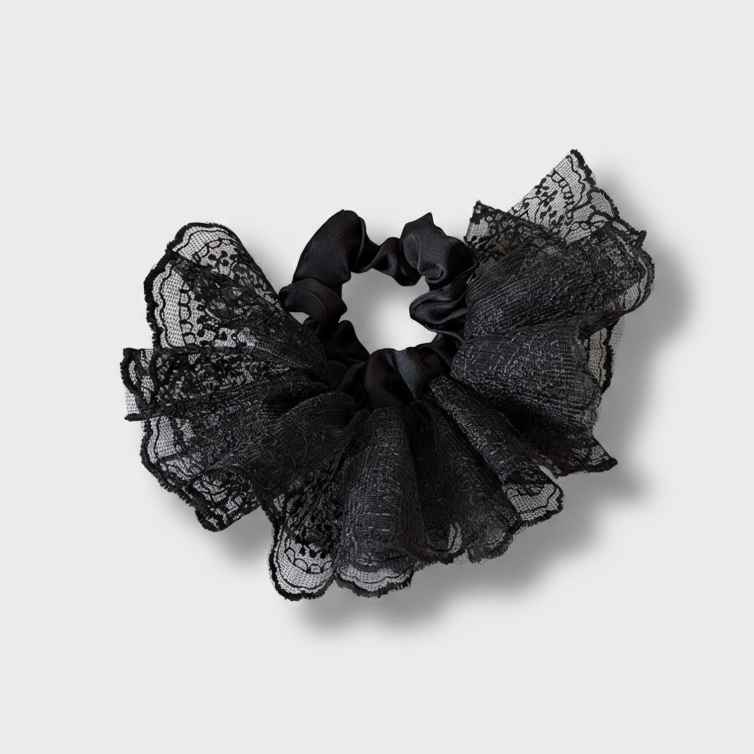 Black Lace Butterfly Ruffle Hair Scrunchie