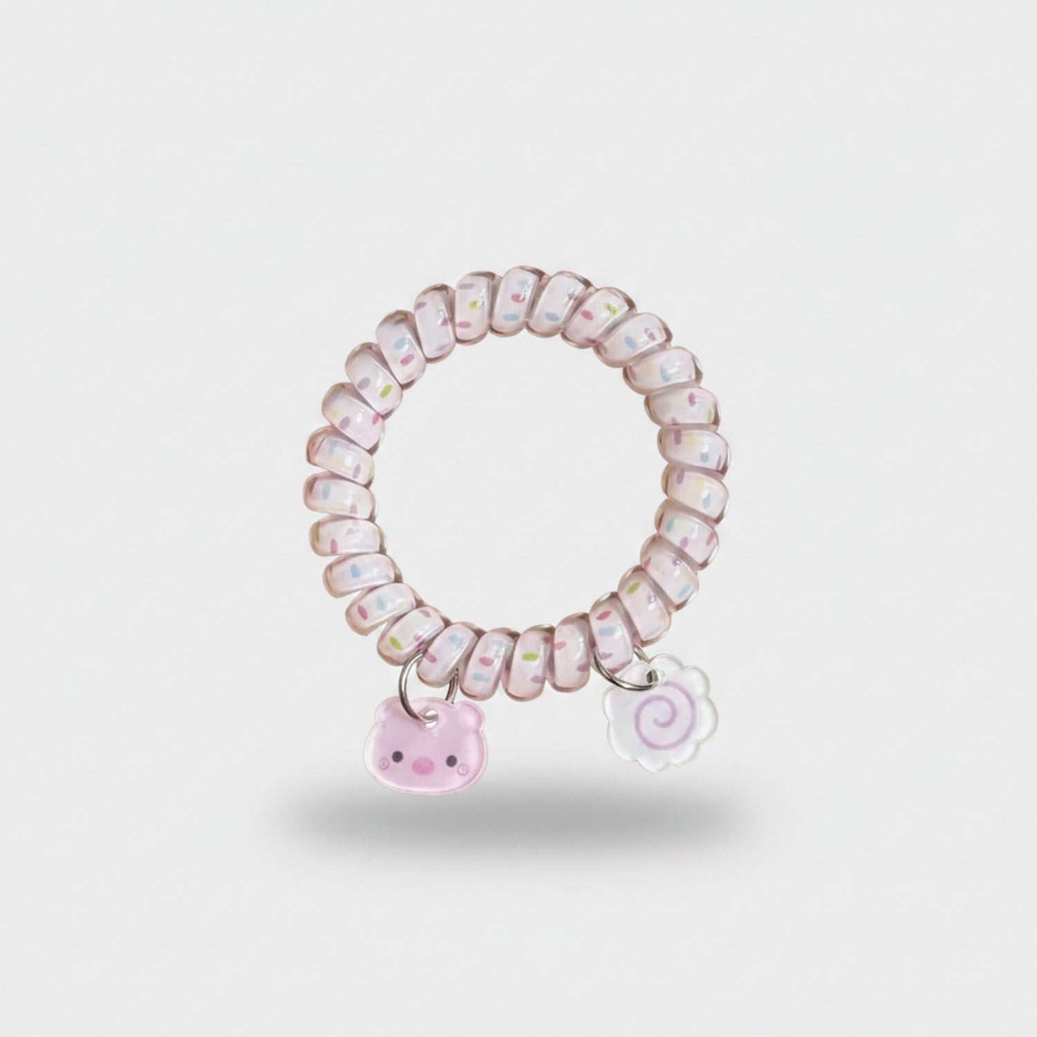 Pink Beaded Hair Tie With Cute Cat Charm