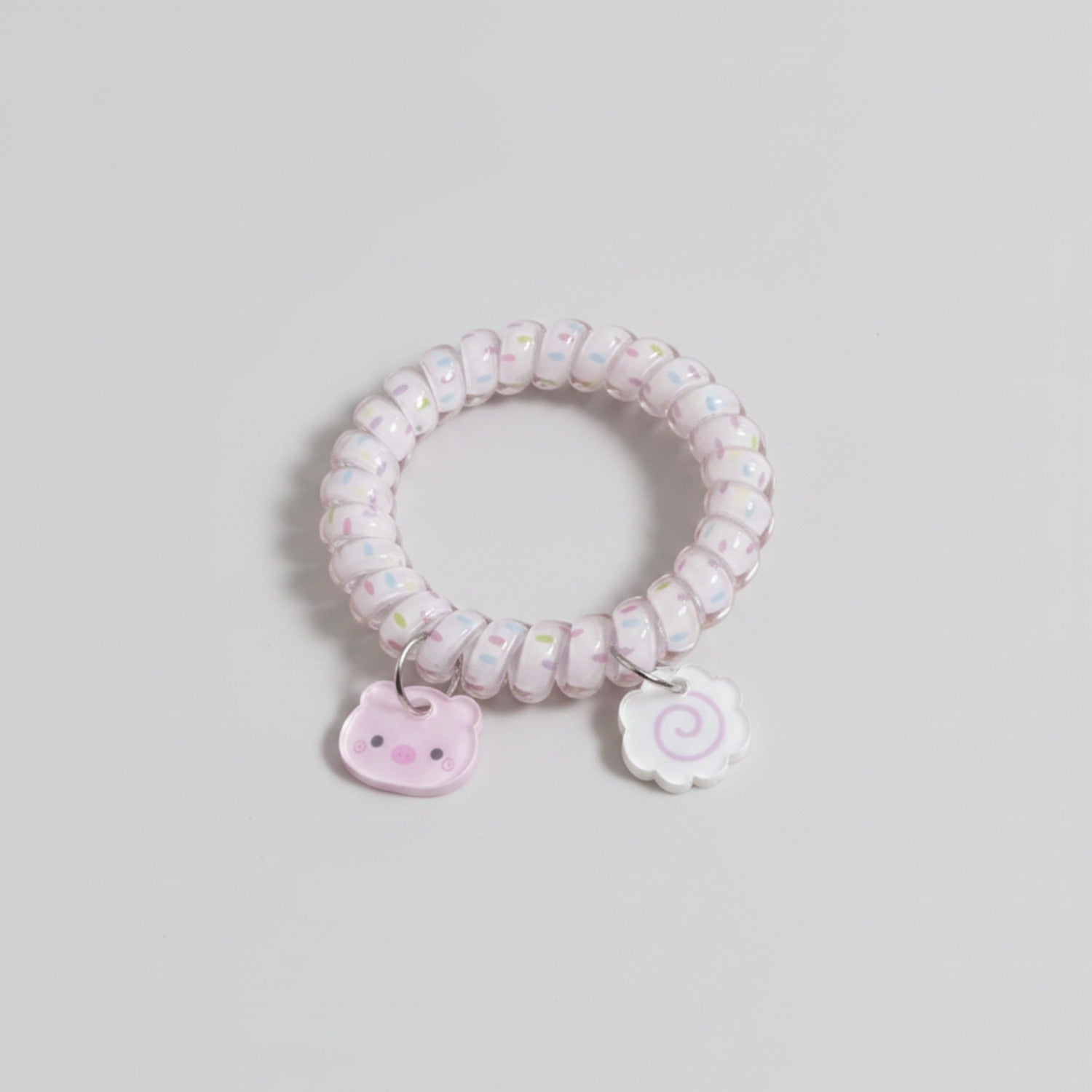 Pink Beaded Hair Tie With Cute Cat Charm
