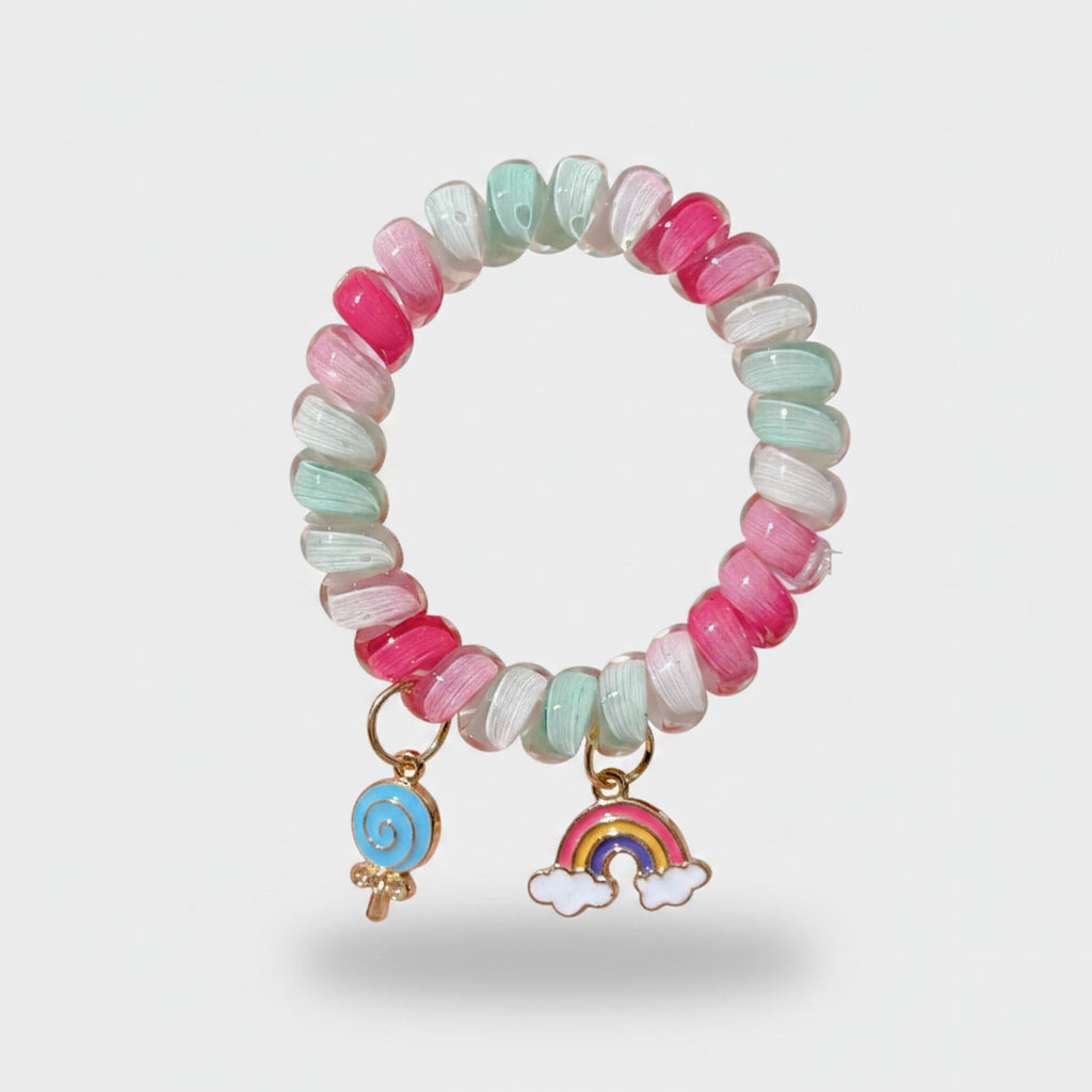 Beaded Hair Tie Scrunchie With Charm Pendants