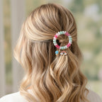 Beaded Hair Tie Scrunchie With Charm Pendants