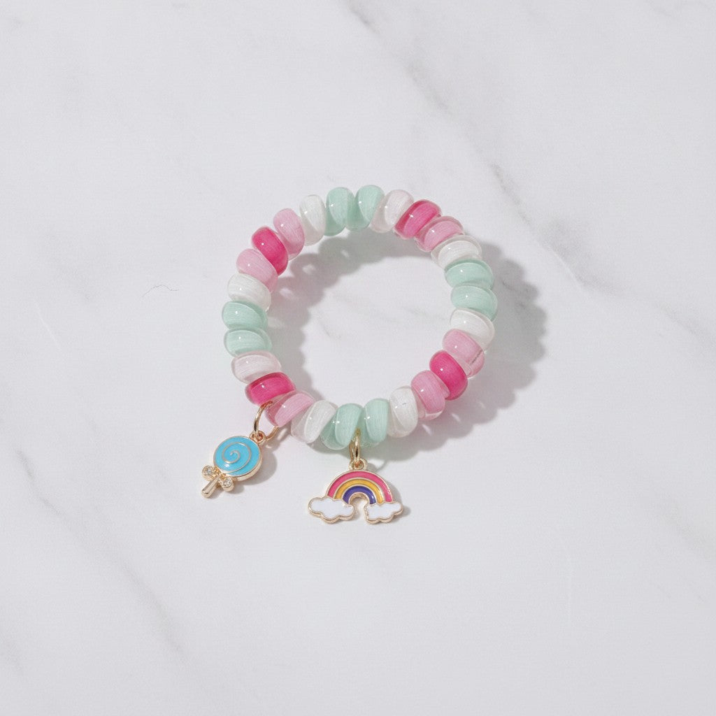 Beaded Hair Tie Scrunchie With Charm Pendants – hair accessories (view 2)
