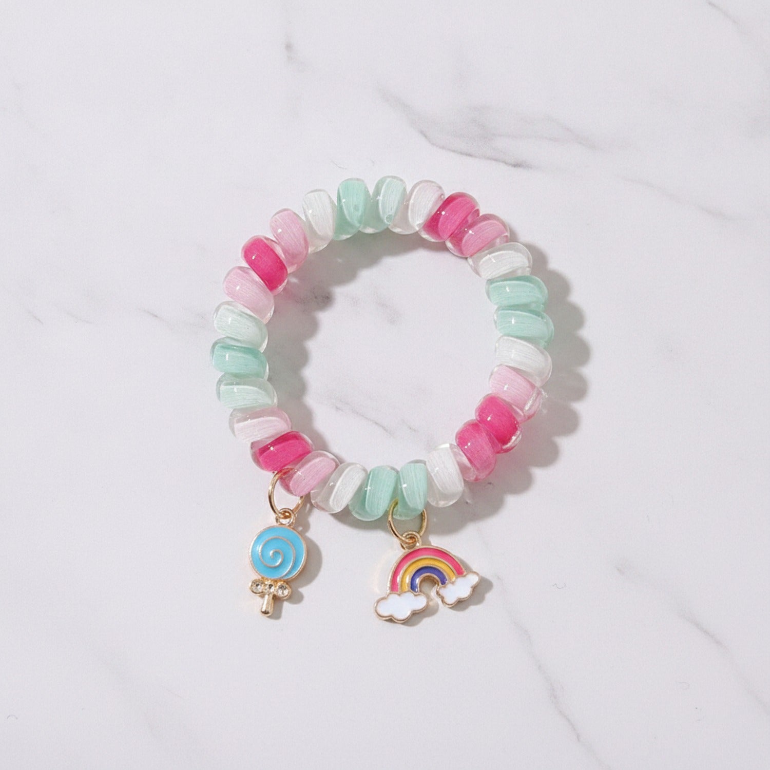 Beaded Hair Tie Scrunchie With Charm Pendants