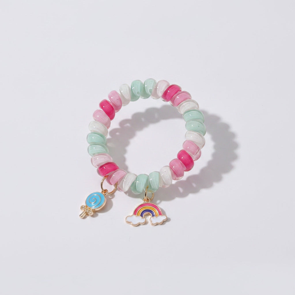 Beaded Hair Tie Scrunchie With Charm Pendants – hair accessories (view 1)