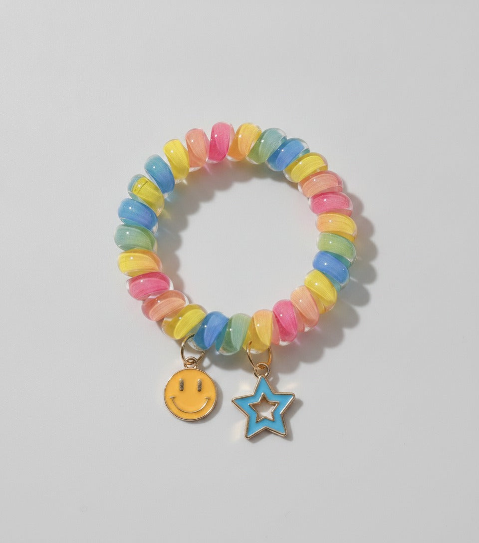 Colorful Beaded Hair Tie Bracelet With Charm – hair accessories (view 1)