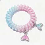 Pastel Gradient Mermaid Tail Charm Hair Coil Scrunchie