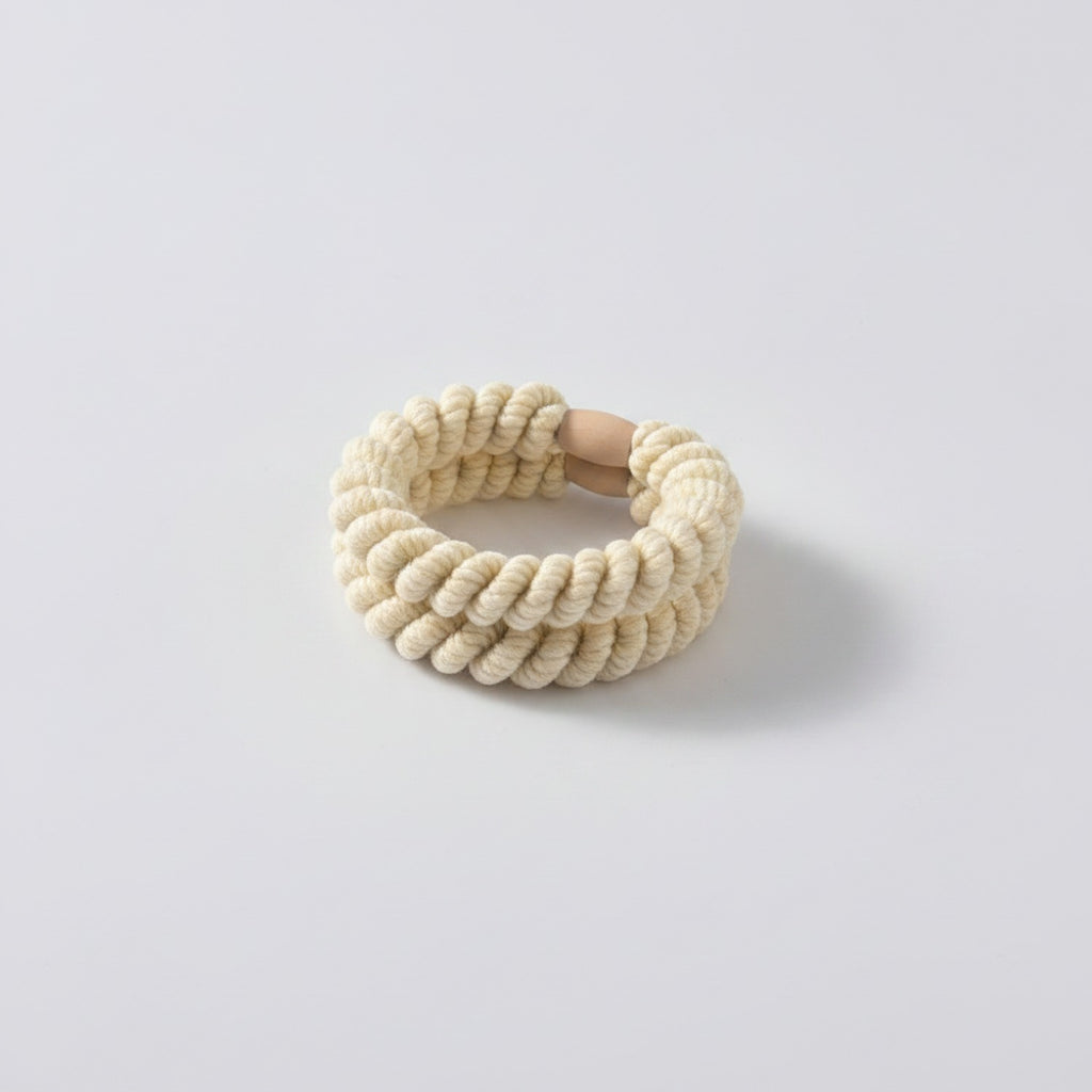 Cream Twisted Rope Hair Scrunchie – hair accessories (view 1)