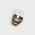 Beige Rope Scrunchie With Wood Bead Detail