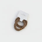 Beige Rope Scrunchie With Wood Bead Detail
