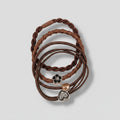 Brown Twisted Hair Tie Set With Heart Charms
