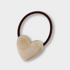 Heart Charm Cream Hair Tie Scrunchie