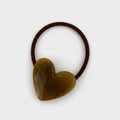 Olive Heart Charm Hair Tie Scrunchie