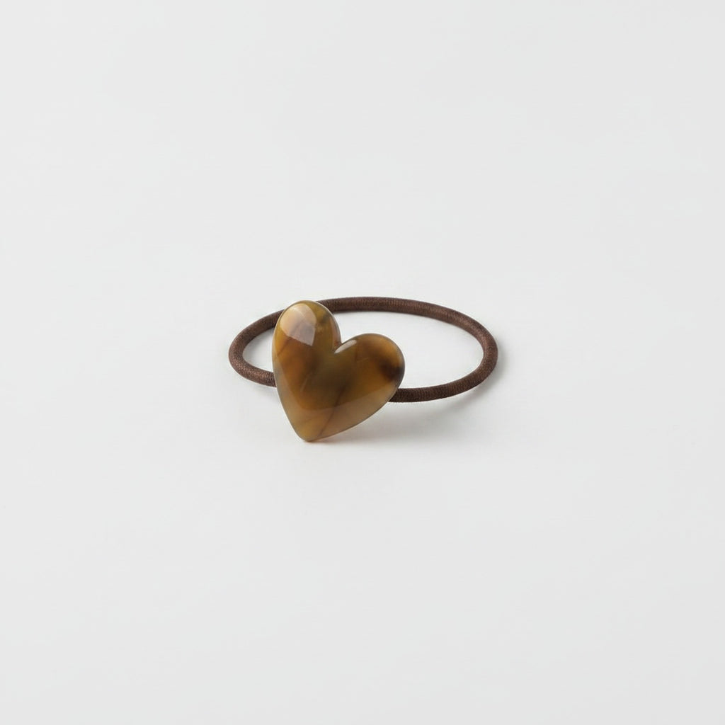 Olive Heart Charm Hair Tie Scrunchie – hair accessories (view 1)