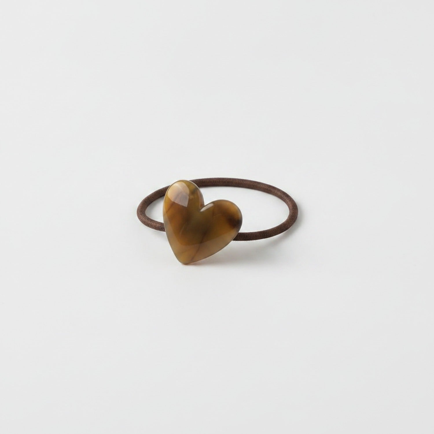 Olive Heart Charm Hair Tie Scrunchie