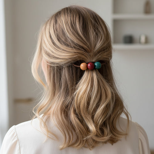 Beaded Hair Tie With Colorful Pearls