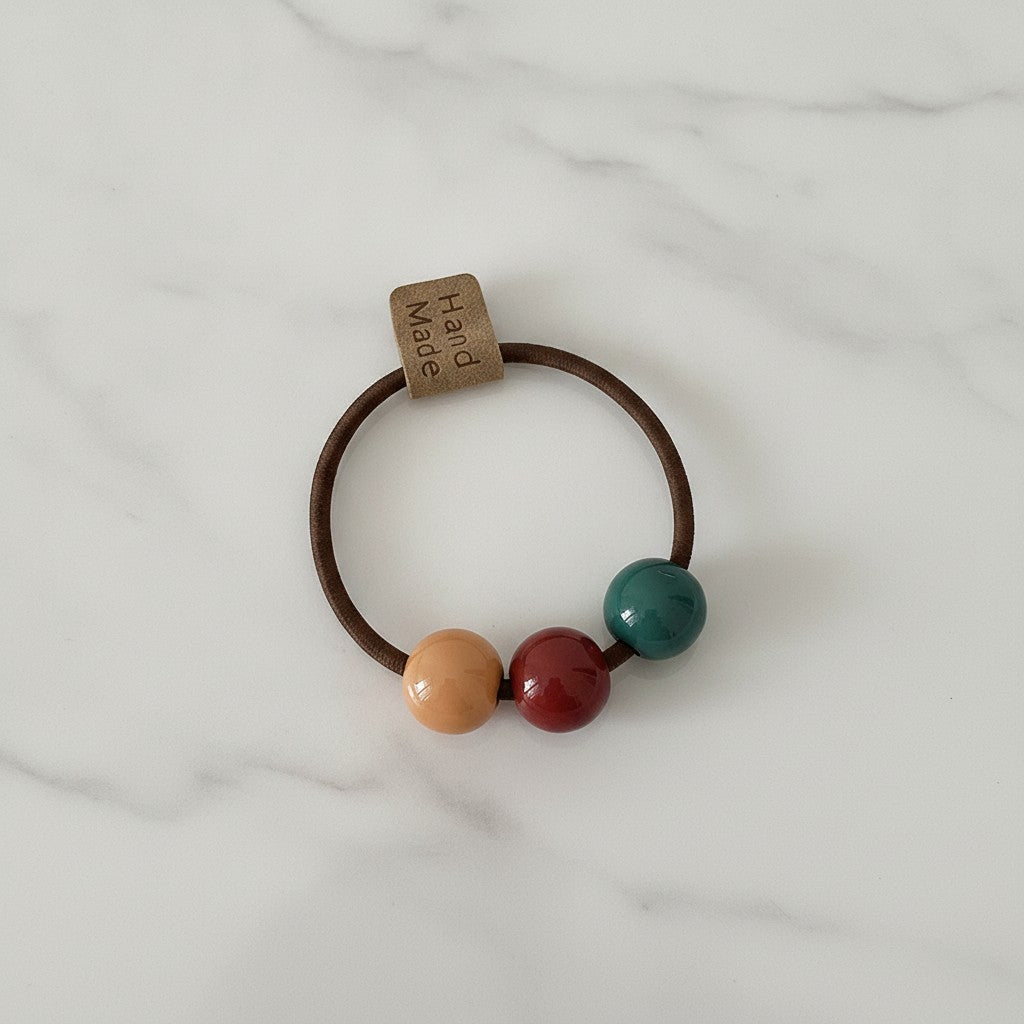 Beaded Hair Tie With Colorful Pearls