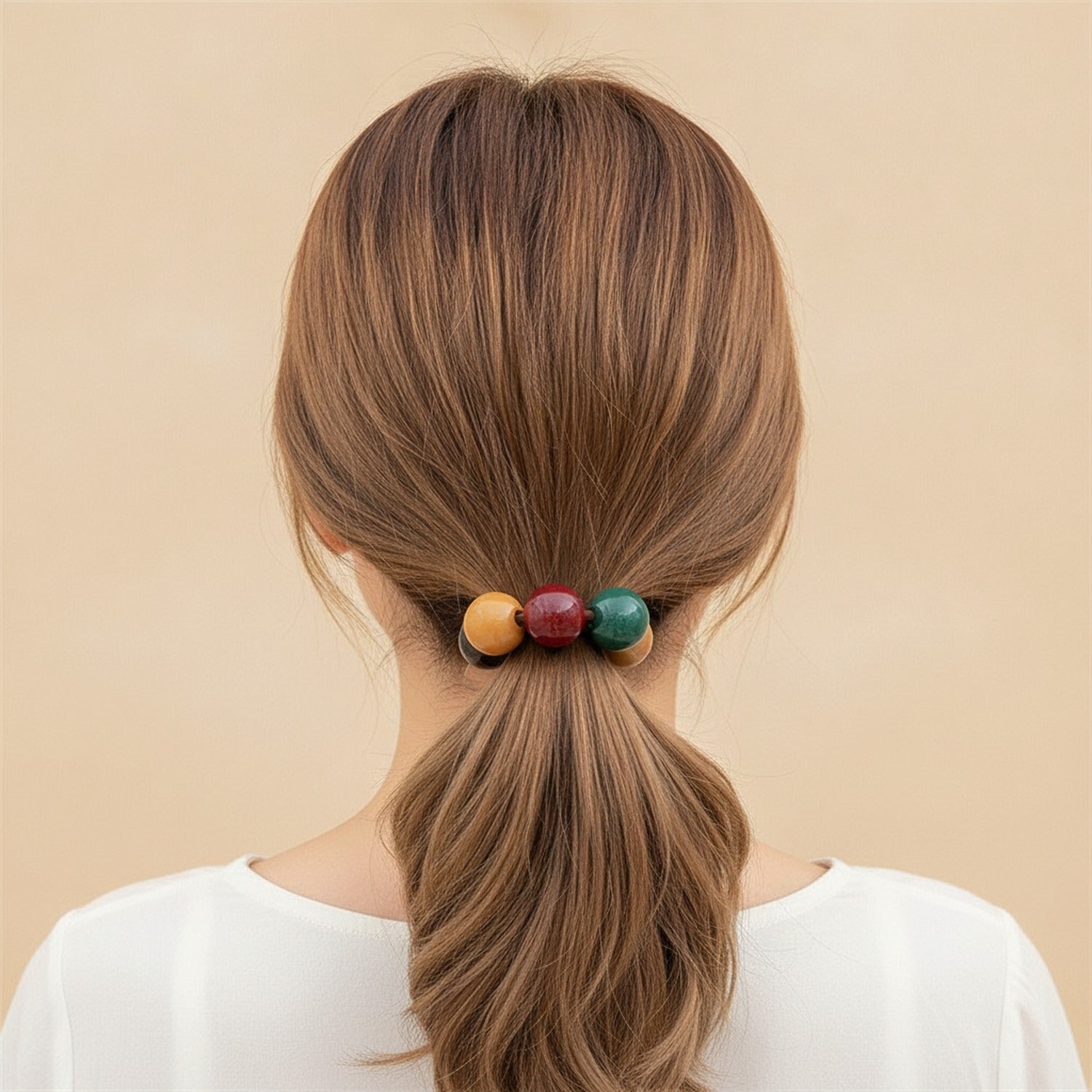 Beaded Hair Tie With Colorful Pearls