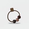 Brown Beaded Hair Tie with Charm Tag