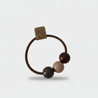 Brown Beaded Hair Tie with Charm Tag