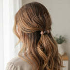 Brown Beaded Hair Tie with Charm Tag