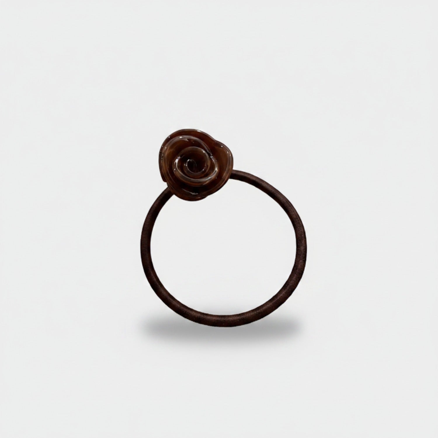 Rose Flower Hair Tie Scrunchie Brown