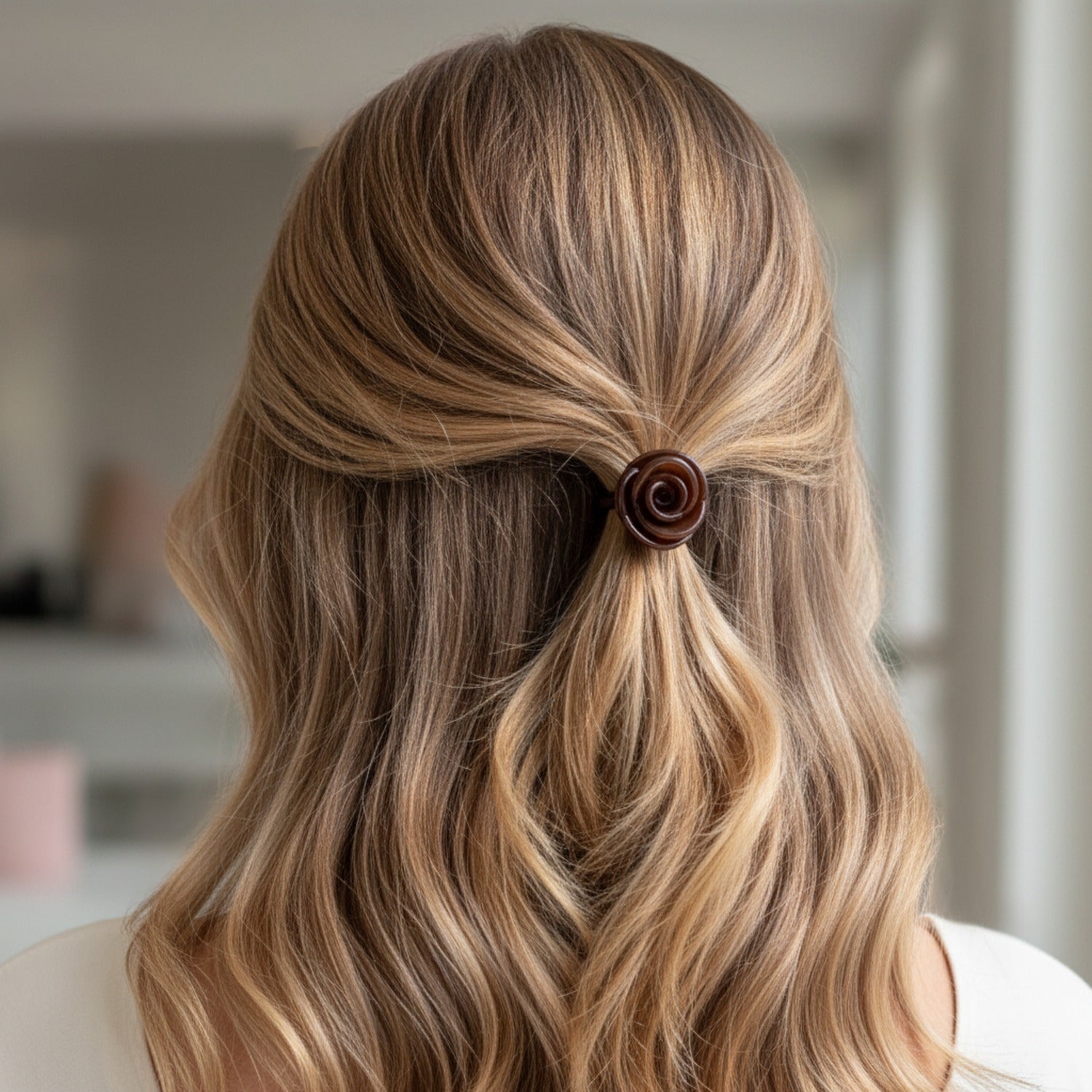 Rose Flower Hair Tie Scrunchie Brown