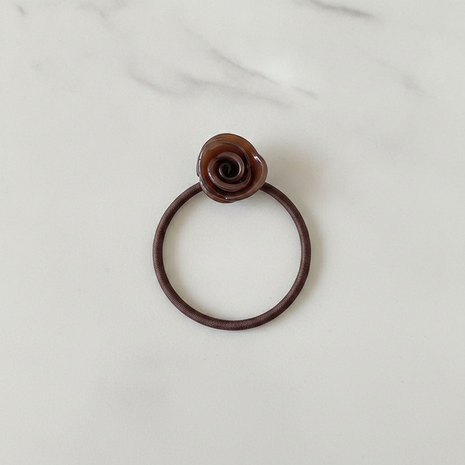 Rose Flower Hair Tie Scrunchie Brown