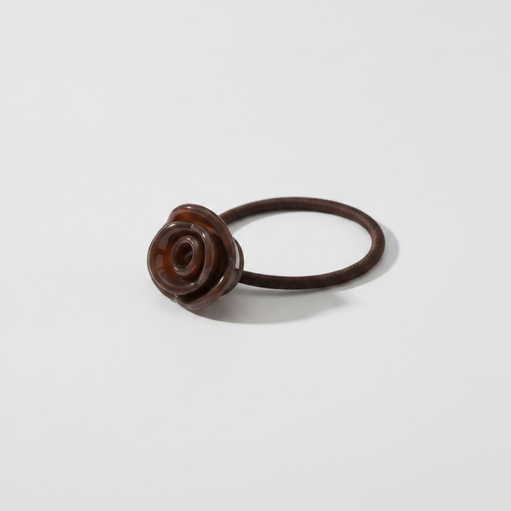 Rose Flower Hair Tie Scrunchie Brown – hair accessories (view 1)