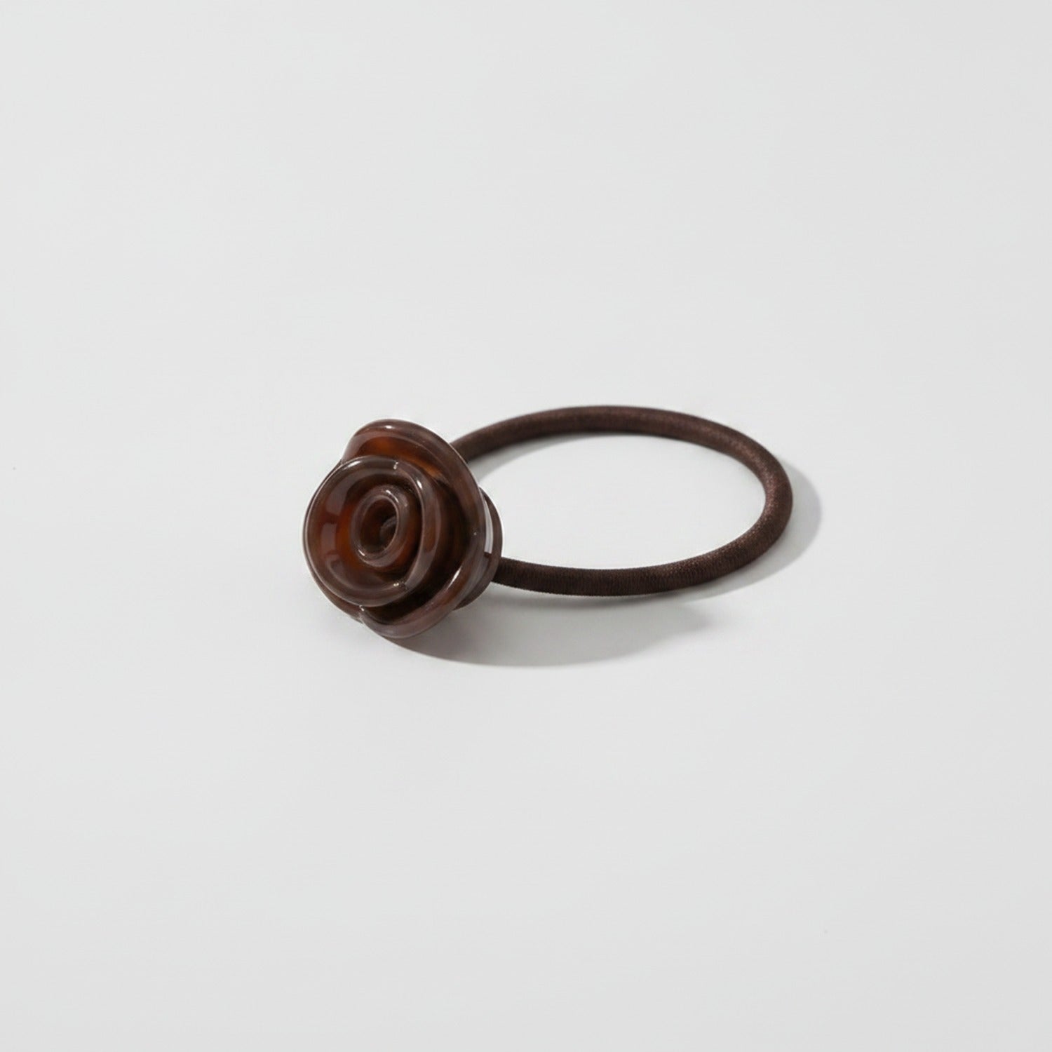 Rose Flower Hair Tie Scrunchie Brown