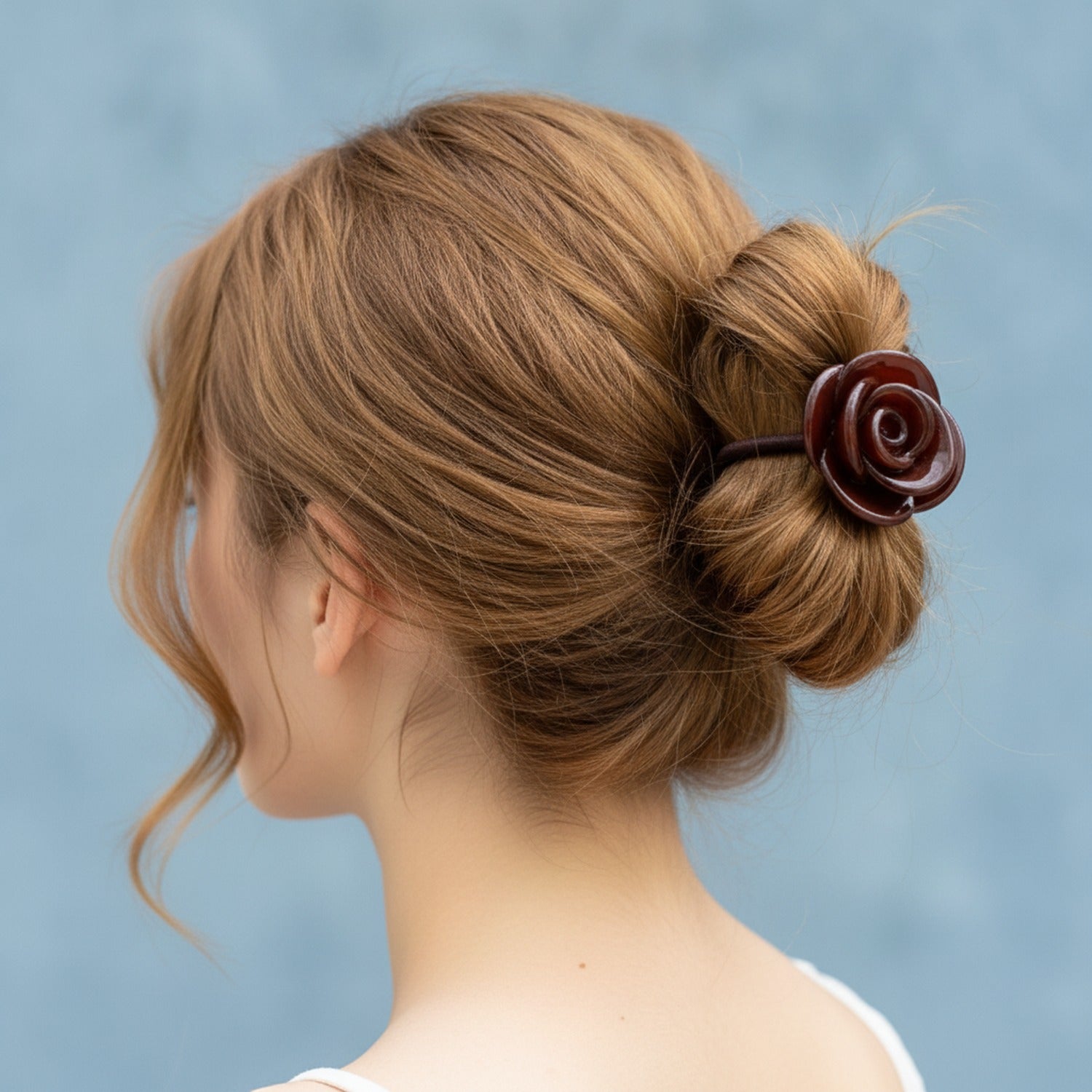 Rose Flower Hair Tie Scrunchie Brown
