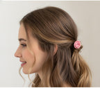 Pink Rose Flower Hair Tie Scrunchie – hair accessories (view 4)