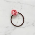 Pink Rose Flower Hair Tie Scrunchie – hair accessories (view 2)