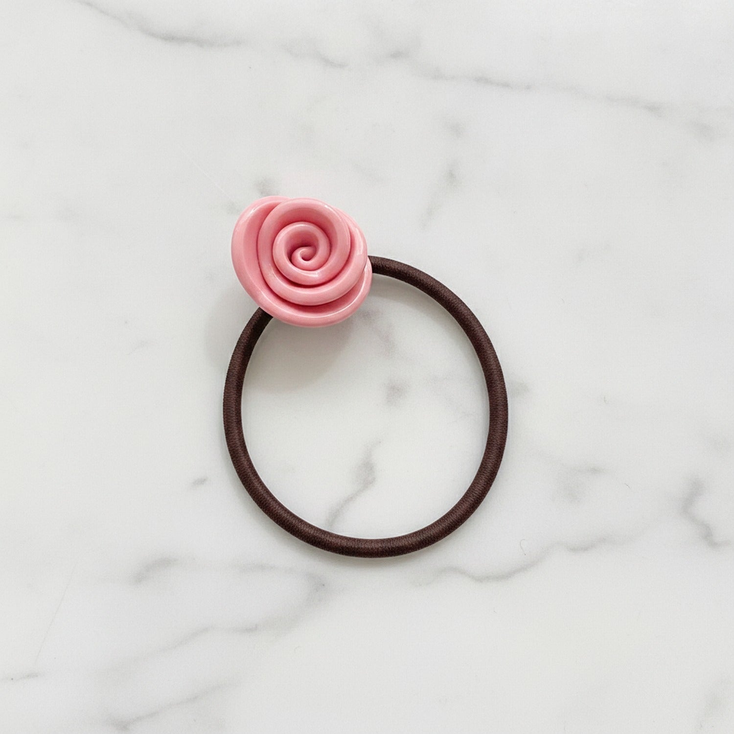 Pink Rose Flower Hair Tie Scrunchie