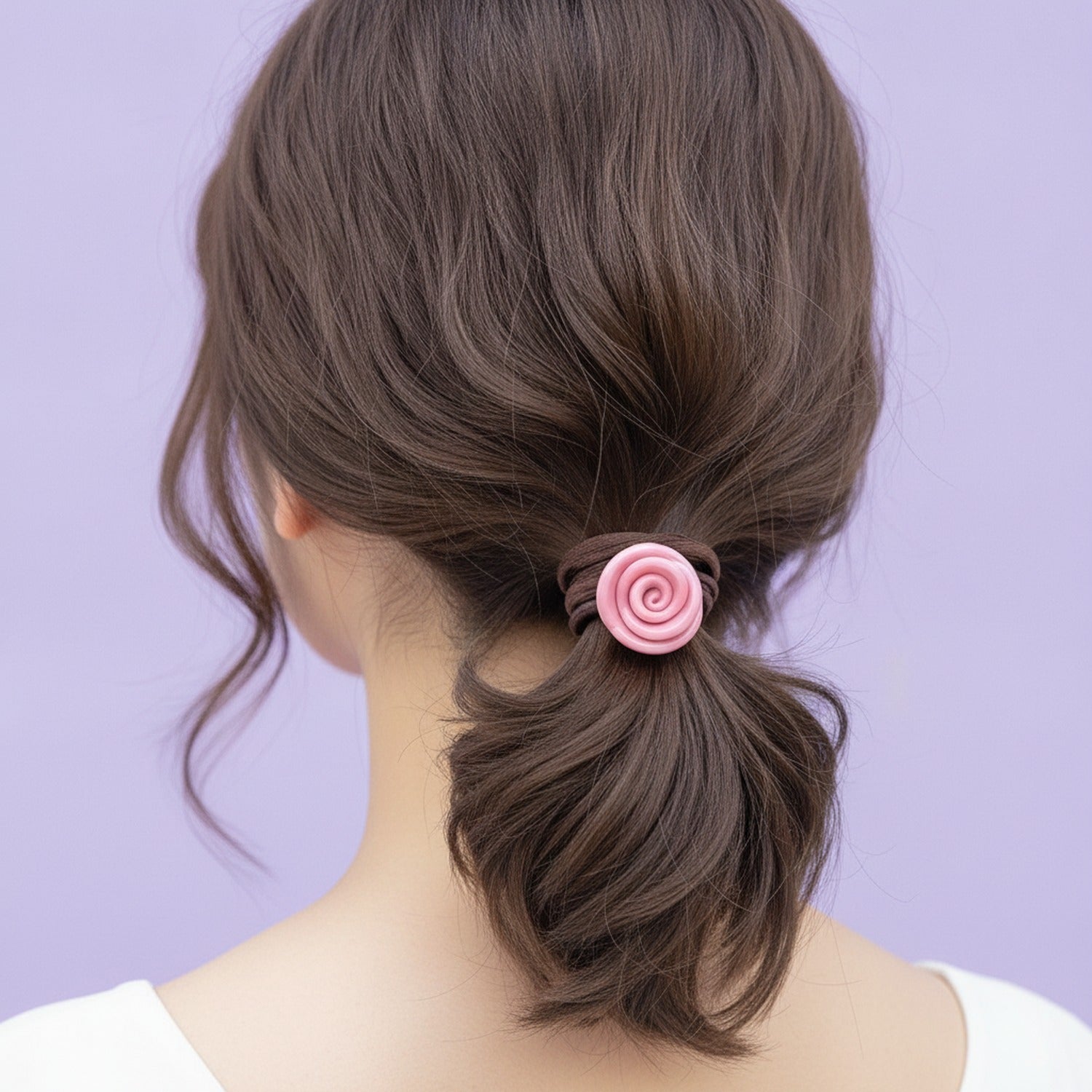 Pink Rose Flower Hair Tie Scrunchie
