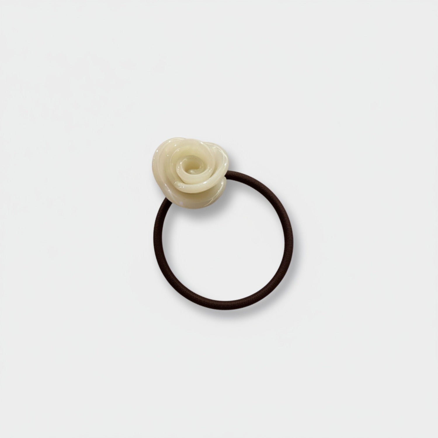 Cream Rose Flower Hair Tie Elastic
