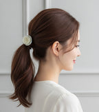 Cream Rose Flower Hair Tie Elastic – hair accessories (view 2)