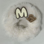 Fluffy White Hair Tie With Bear Charm