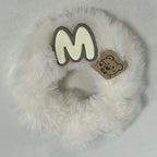 Fluffy White Hair Tie With Bear Charm – hair accessories (view 1)