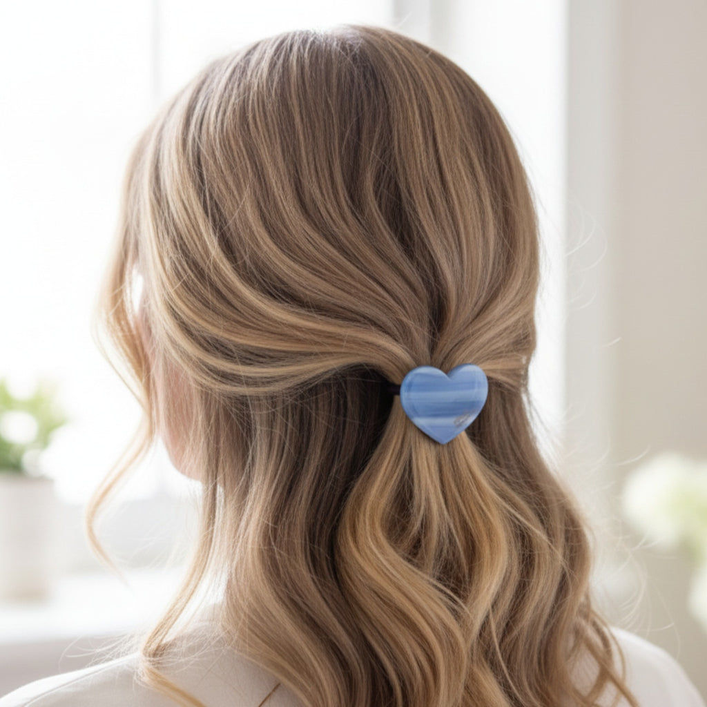 Blue Heart Hair Tie Elastic Scrunchie