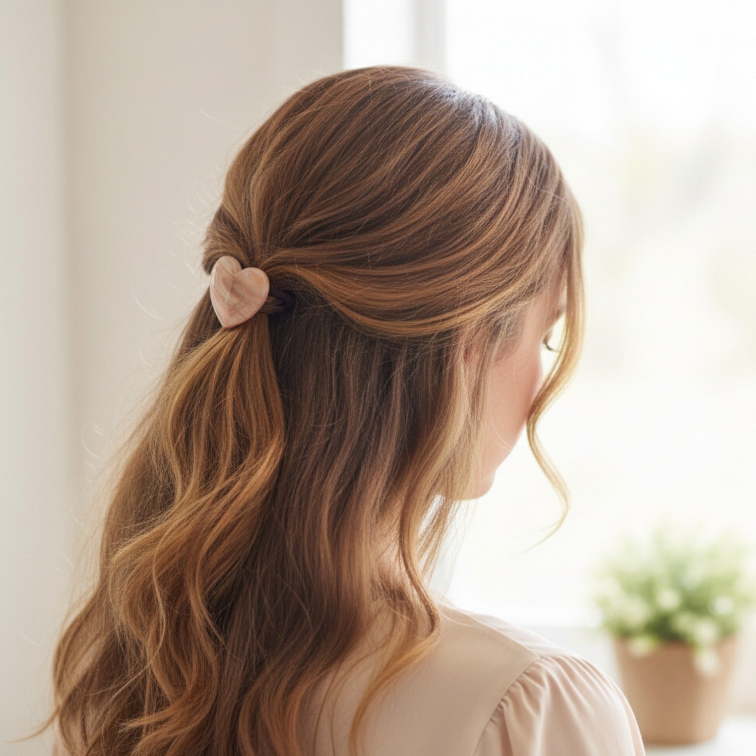 Clear Heart Charm Hair Tie
