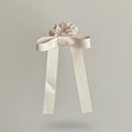 Cream Satin Bow Hair Scrunchie with Ribbon Tails