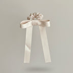 Cream Satin Bow Hair Scrunchie with Ribbon Tails