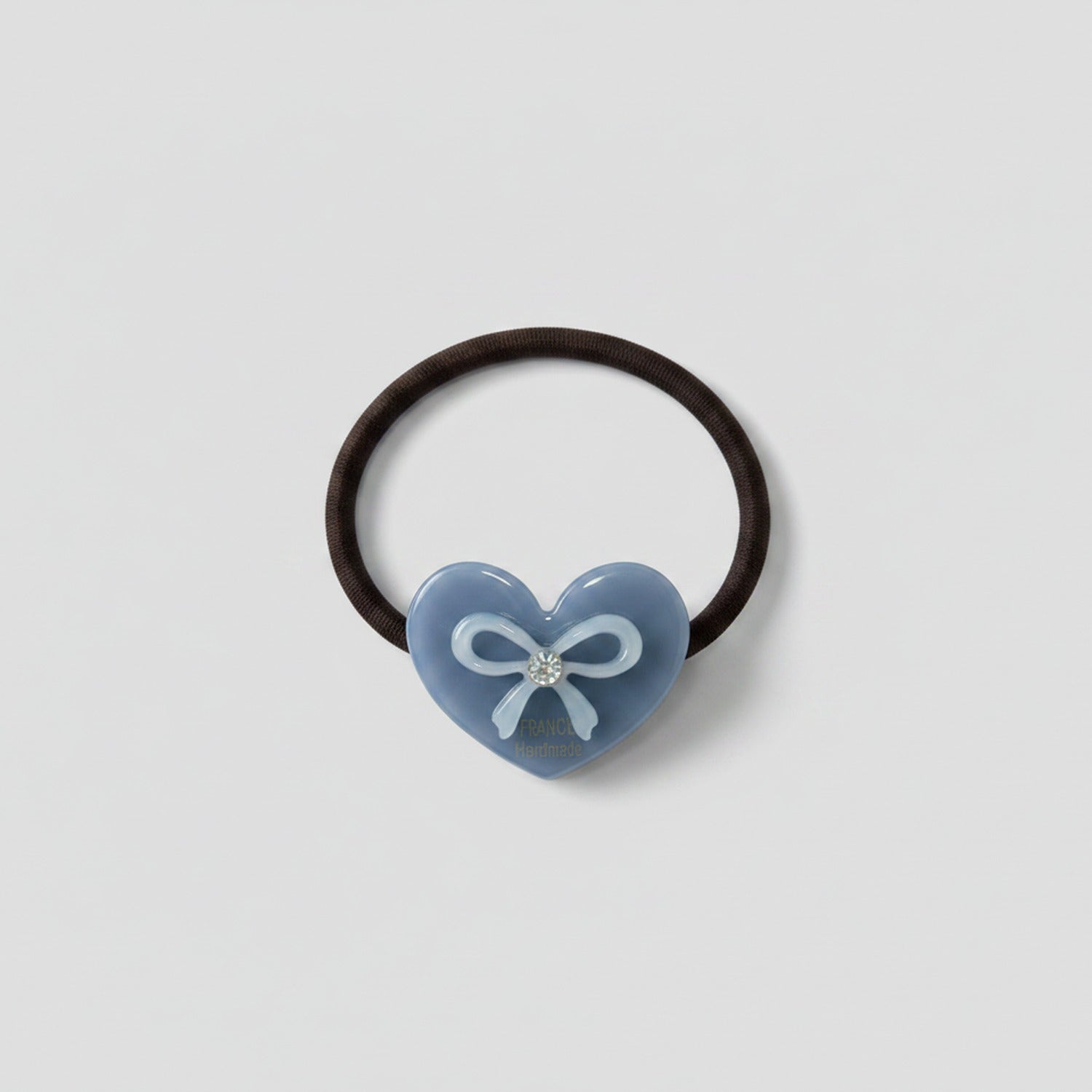 Blue Heart Bow Rhinestone Hair Tie