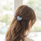 Blue Heart Bow Rhinestone Hair Tie
