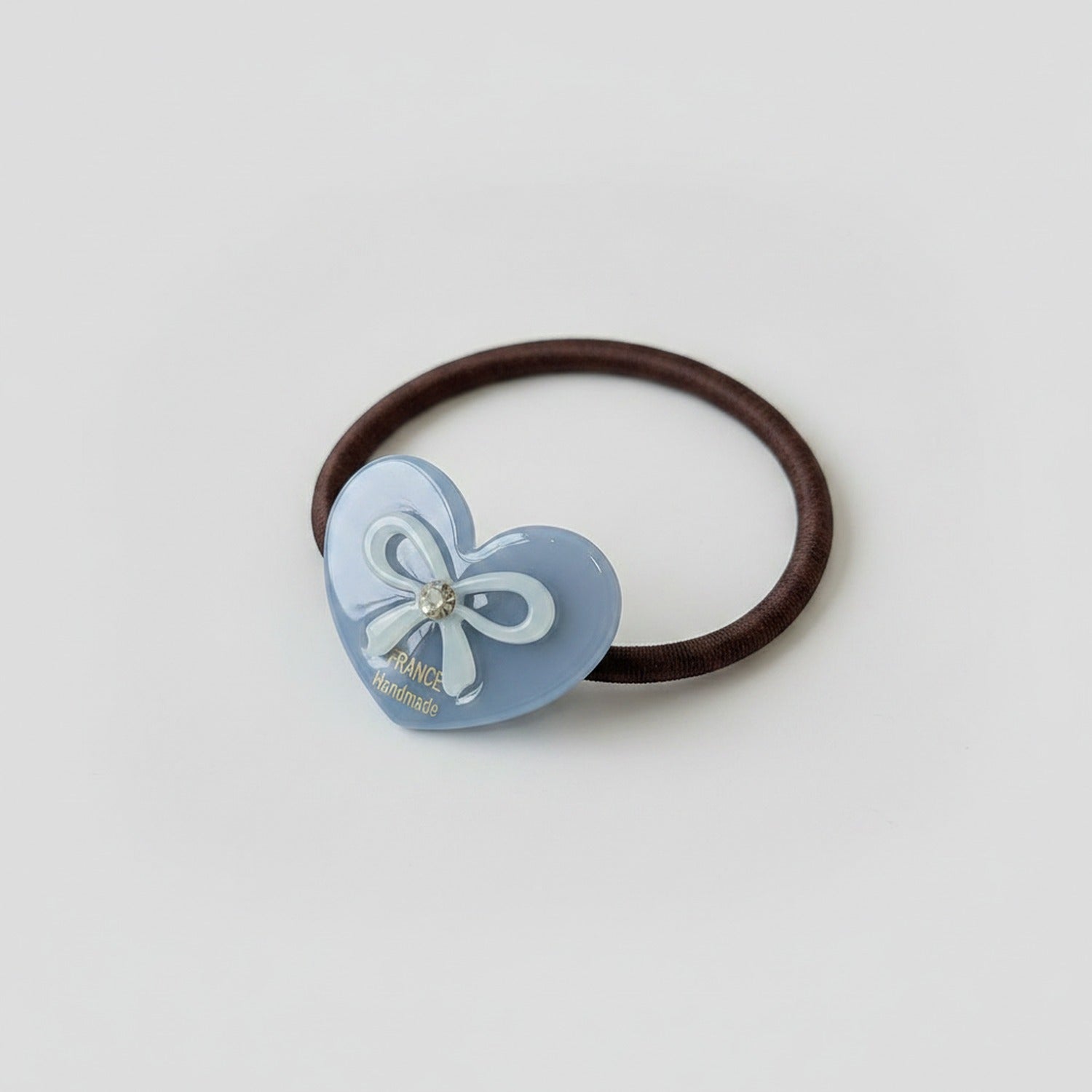 Blue Heart Bow Rhinestone Hair Tie