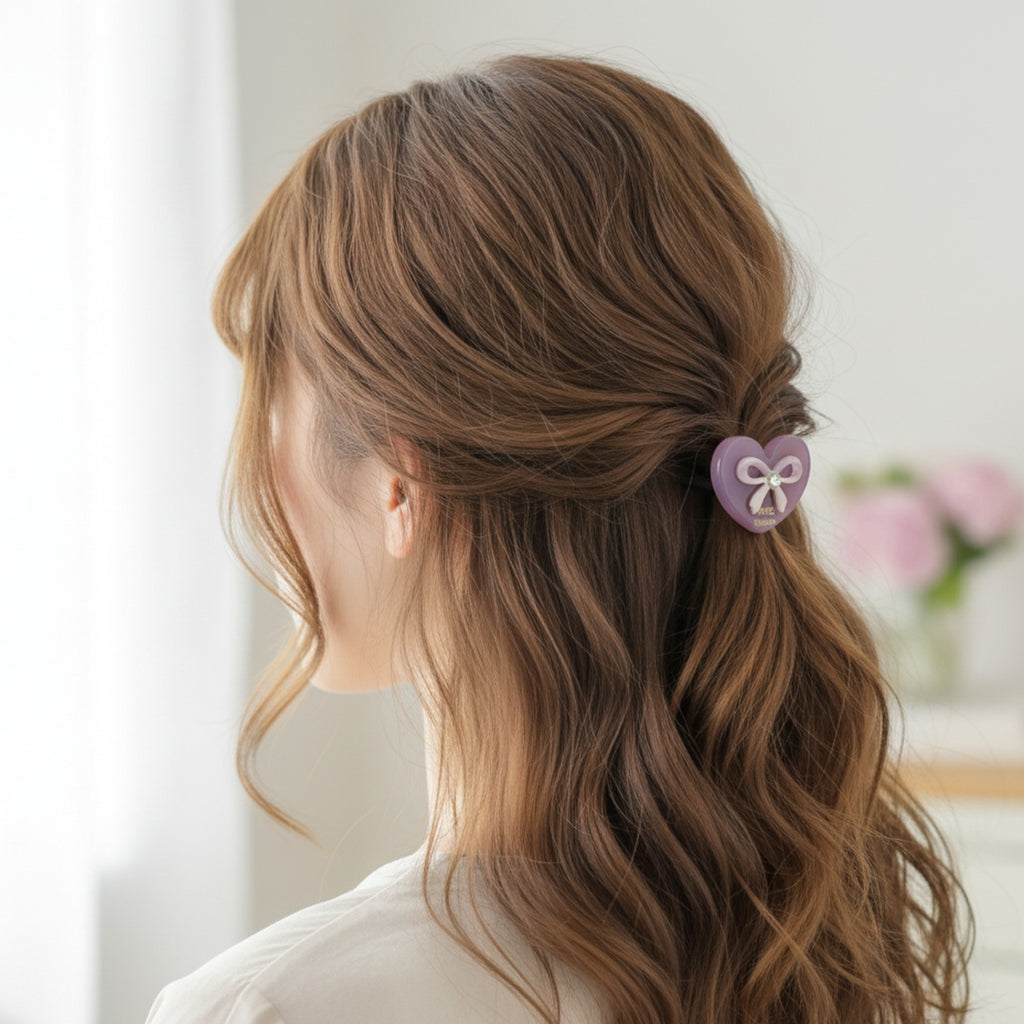 Heart Bow Rhinestone Hair Tie Scrunchie