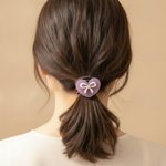 Heart Bow Rhinestone Hair Tie Scrunchie – hair accessories (view 2)