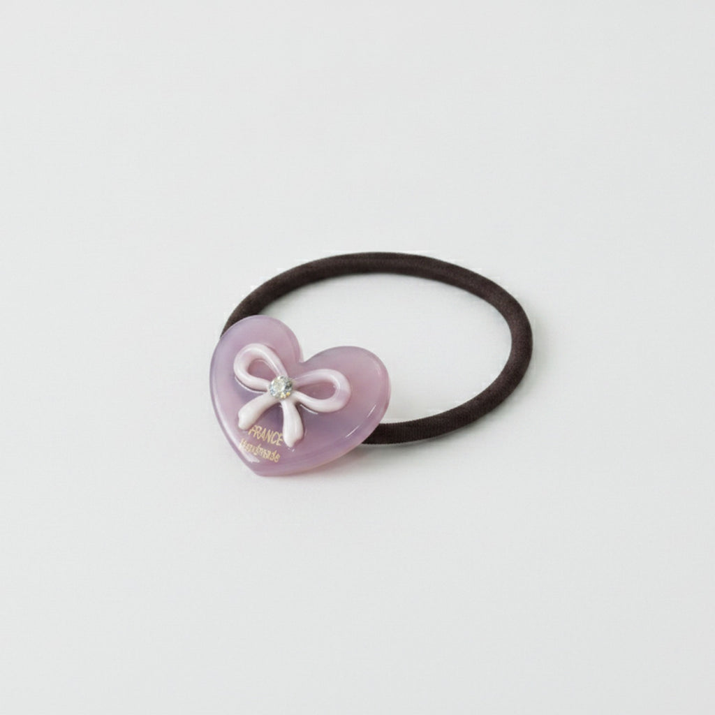 Heart Bow Rhinestone Hair Tie Scrunchie – hair accessories (view 1)